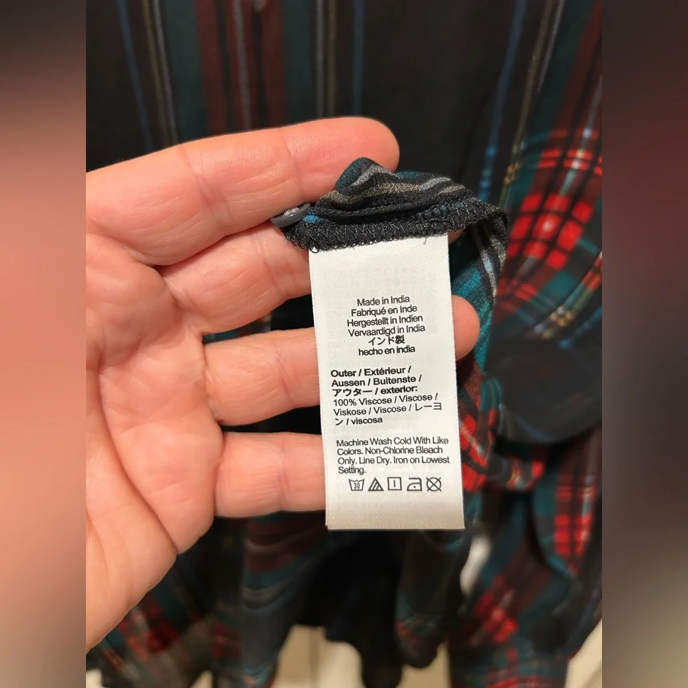 J.Crew Ruffleneck Top in Stewart Tartan Chiffon , XL - Picture 7 of 9